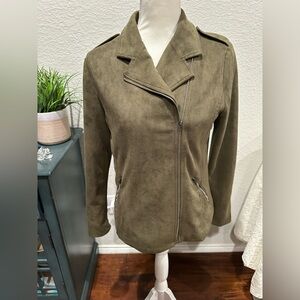 Doe and Rae Olive Green biker rocker zip Women's Jacket